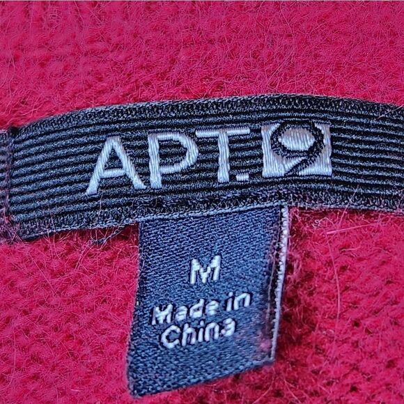 🔹️Apt 9 Burgundy Angora Blend Rhinestone Buttoned Cardigan Sweater Medium - Picture 7 of 9